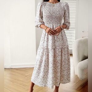 Elegant Floral Long Sleeve Dress